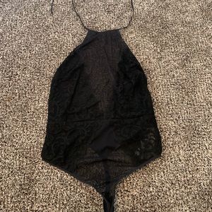 Forever 21 High neck lace see through bodysuit M